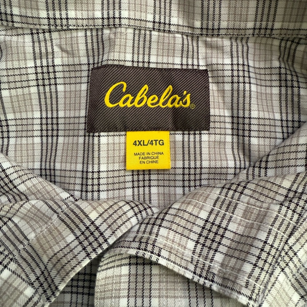 Cabelas Short Sleeve Button Up Shirt Mens Size 4XLT Plaid - Picture 2 of 4